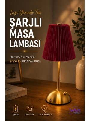 Wair Teknoloji Şarjlı Masa Lambası 1200MAH Dokunmatik LED Masa Lambası 2 Işık Modlu Type-C Şarjlı Dekoratif Gece Lambası