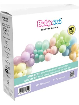 Le Mabelle Çok Renkli  Makaron Asorti Balon Dekorasyon Seti