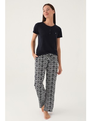 Pierre Cardin Lower Siyah Kadın Kısa Kol Pijama Takımı