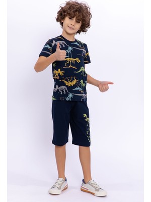 RolyPoly Dinosaur Lacivert Erkek Çocuk Bermuda Takım