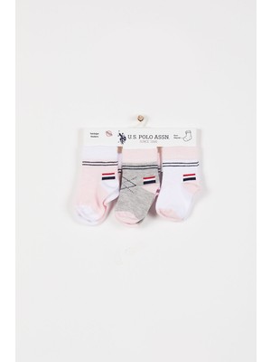 U.S. Polo Assn. Lisanslı Açık Pembe Kız Bebek Çorap Üçlü Set Kayma Yapmayan Özellikleri ile Konforlu Kullanım