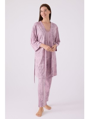 Pıerre Cardın Kadın Uzun Kol Pijama Takım PC8875 Açık Gül Kurusu