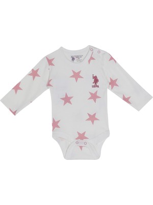 U.S. Polo Assn. Lisanslı Beyaz Kız Bebek Uzun Kol Body Zıbın