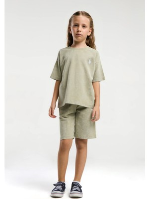 U.S. Polo Assn. U.S. Polo Assn Kız Çocuk  2 li Bermuda T-şhirt Takım Çay Yeşili