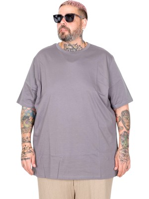 Mode Xl Büyük Beden Basic Tshirt 20031 Füme