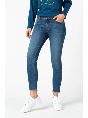 Vigoss Jeans VİGOSS KADIN PAÇASI PÜSKÜLLÜ DENİM PANTOLON 23777-70394