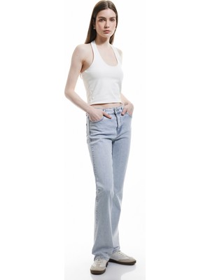 Koton Yüksek Bel Ispanyol Paça Pamuklu Slim Fit Denim Pantolon - Flare Jean