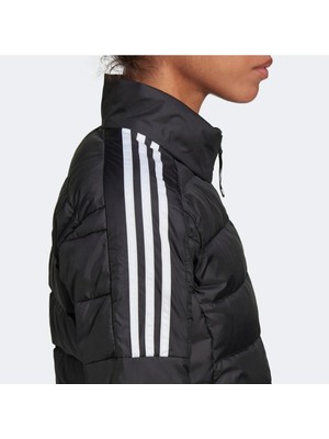 adidas Kadın GH4590 Mont Uzun Kesim Siyah Şehir Hayatı İçin Sıcak Tutma Özelliği