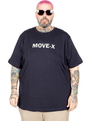Mode Xl Büyük Beden T-Shırt Bıs Yaka Move-X U26114 Lacivert
