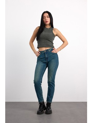 Vigoss Jeans 23030-73603 KADIN MOM FİT HIGH RISE TAPERED LEG  DENİM PANTOLON 23030-73603