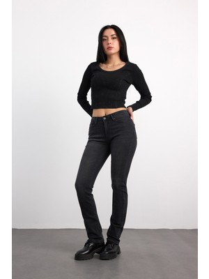 Vigoss Jeans 22985-73599 Kadın Straıght Fit Hıgh Rıse Denim Pantolon 22985-73599