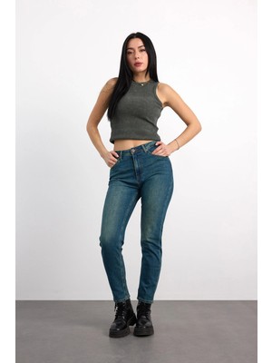Vigoss Jeans 23030-73603 Kadın Mom Fit Hıgh Rıse Tapered Leg  Denim Pantolon 23030-73603