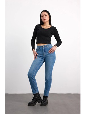 Vigoss Jeans 23030-73603 Kadın Mom Fit Hıgh Rıse Tapered Leg  Denim Pantolon 23030-73603