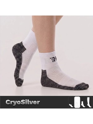 Rider Healthcare Cryo Silver + Havlu Taban Kısa Gümüş İplikli Çorap — Beyaz