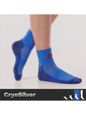 Rider Healthcare Cryo Silver + Havlu Taban Kısa Gümüş İplikli Çorap — Mavi/Beyaz (Erkek)