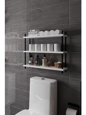 Aymobsan Inci Klozet Arkası Çok Amaçlı Banyo Düzenleyici Klozet Üstü Raf ve Organizatör 60 cm - Beyaz