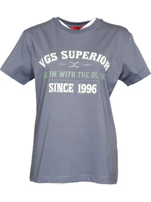 Vigoss Jeans Vigoss Baskılı Kadın Regular T-Shırt (Washed) 13756-30166