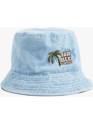 Koton Nakış Detaylı Jean Bucket Şapka