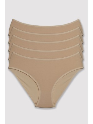 Pierre Cardin Kadın 5'li Kalın Kenarlı Klasik Slip Külot %90 Pamuk %10 Elastan Ten Renk