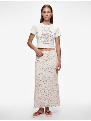 Koton Koton x Sibil Çetinkaya - Slim Fit Çiçekli Dantel Midi Etek
