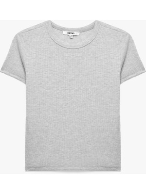 Koton Slim Fit Kısa Kollu Bisiklet Yaka Pamuklu Fitilli Basic Tişört