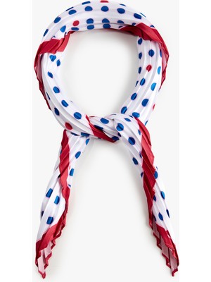 Koton Pileli Puantiyeli Saten Kare Fular Bandana