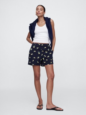 Gap Kadın Limon Desenli Mid Rise Downtown Khaki Şort