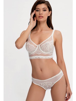 Ayyıldız 665 Dantelli Kapsız Bralet Takım Ekru
