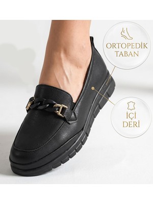 0244 Tokalı Rahat Ortopedik Taban Günlük Kadın Ayakkabı Babet Kadın Kışlık Ayakkabı