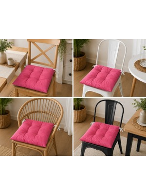Yuvina 4'lü Sandalye Minderi 40X40 cm – Dolgulu, Yıkanabilir- TELASIZ- KIRPINTI SÜNGER