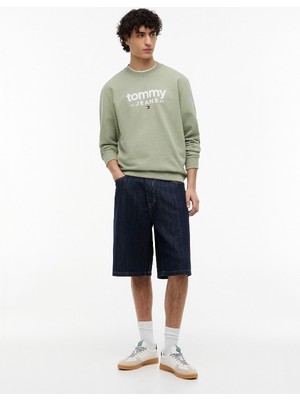 Tommy Hilfiger Tjm Graphıc Crewneck Ext Erkek Yeşil Sweatshirt - DM0DM23392