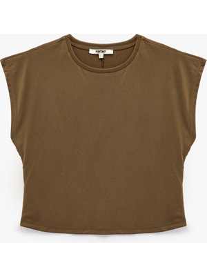 Koton Modal Karışımlı Bisiklet Yaka Kısa Kollu Basic Pijama Üstü