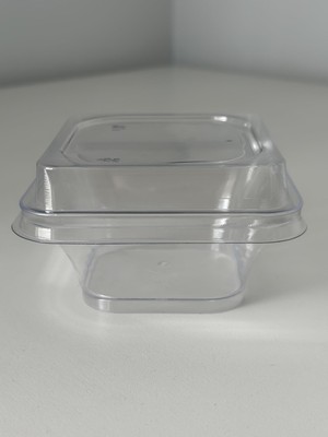 Poppy Lotus Kristal Tatlı Kasesi - Mika Plastik Kap - Şeffaf - Kapaklı - 180 Ml/cc - 10 Adet