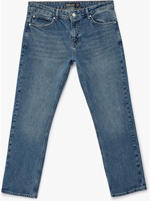 Koton Erkek Cep Detaylı Straight Fit Pamuklu Jean - Mark Straight Jeans Denim 32 - 32