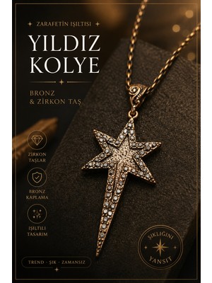 Bulu'us Accessories Bulu’us Exclusive Bronz Yıldız Kolye – Siyah Zirkon Taşlı Zarif ve Işıltılı Tasarım Sevgiliye Hediye