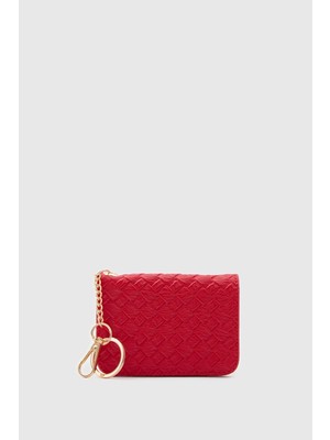 Shule Bags Wowen Örgü Deri Charm Kartlık Kırmızı