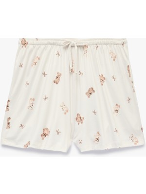 Koton Dantel Detaylı Rahat Kesim Ayıcık Baskılı Şort Pijama Altı