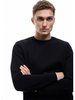 Koton Pamuklu Uzun Kollu Şardonlu Bisiklet Yaka Erkek Basic Sweatshirt