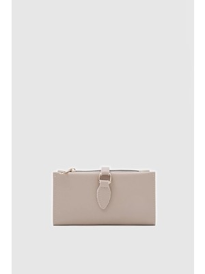 Shule Bags Maxi Çıtçıt Kapamalı Kadın Cüzdan Bej