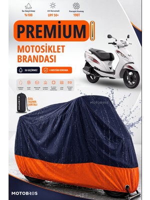 Motobros Motosiklet Brandası Tvs Wego Motor Brandası Motor Örtüsü Su Geçirmez Paraşüt Kumaş Uv Korumalı Premium