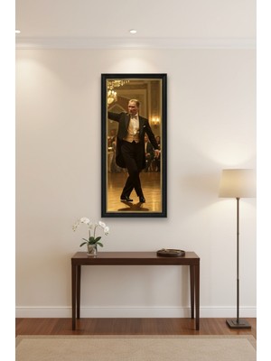 Zeybek Oynayan Atatürk Tablosu - 25x60 cm Çerçeveli UV Baskı - At