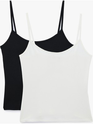 Koton Viskon Kumaş Slim Fit 2'li Askılı Tişört Seti