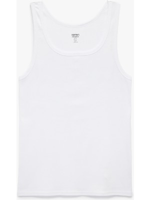 Koton Bisiklet Yaka Kolsuz Slim Fit Ribanalı Pamuklu Atlet