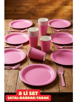 Baloncu Nene Karton Pembe 8 Adet Renkli Tabak Bardak Set Doğum Günü Süsleme Parti Malzemesi Süslemedoğum Günü