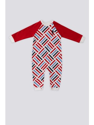 U.S. Polo Assn. Krem Şerit Detay Yaka Çıtçıtlı Bebek Tulum