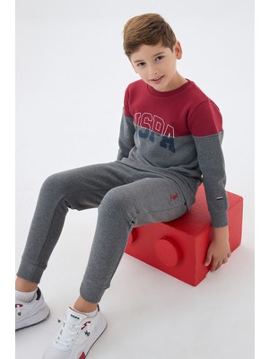 U.S. Polo Assn. Erkek Çocuk Eşofman Takım Bordo Renk 5-6 Yaş İçin Rahat ve Şık