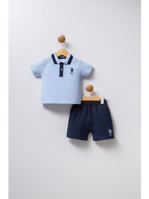 U.S. Polo Assn. Erkek Bebek Takım Mavi 2 Parça Günlük Kullanım İçin Kısa Kol