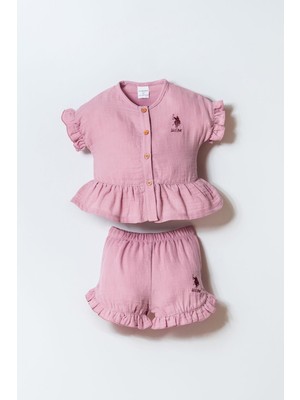 U.s. Polo Assn. Kız Bebek Mor Şort Takım