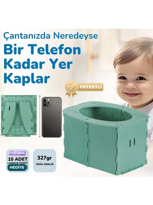 Guqqo Portatif Seyahat Tipi Katlanabilir Lazımlık, Taşınabilir Çocuk Tuvaleti 327 g Yeşil Polipropilen Malzeme