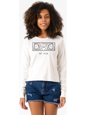 Tshirthane Demon Slayer Anime Inosuke Hashibira Eyes Ekstra Uzunkol Sweatshirt Ekru